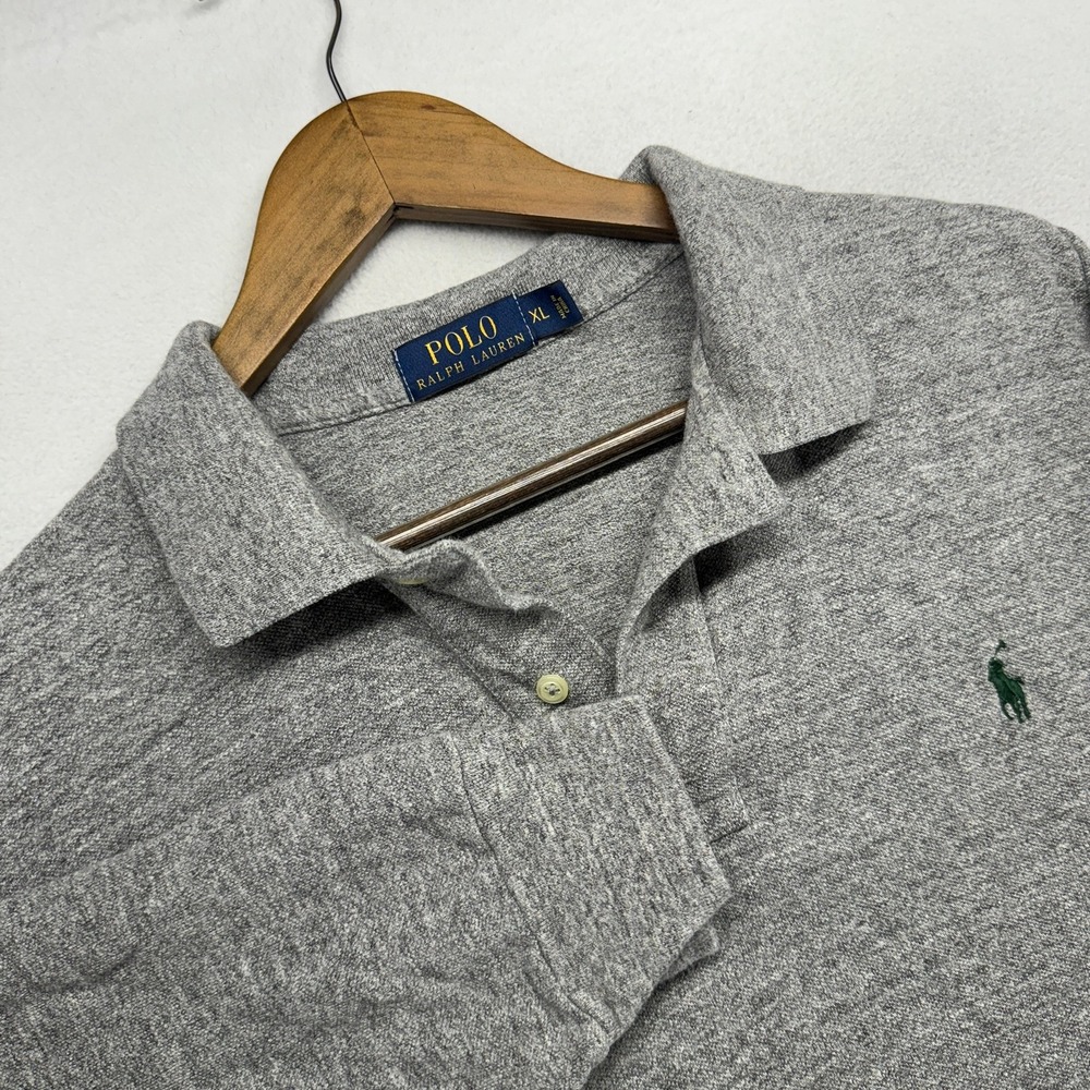 Ralph Lauren Polo Mens XL Gray Green Pony Long Sleeve Classic Preppy Knit Ivy
